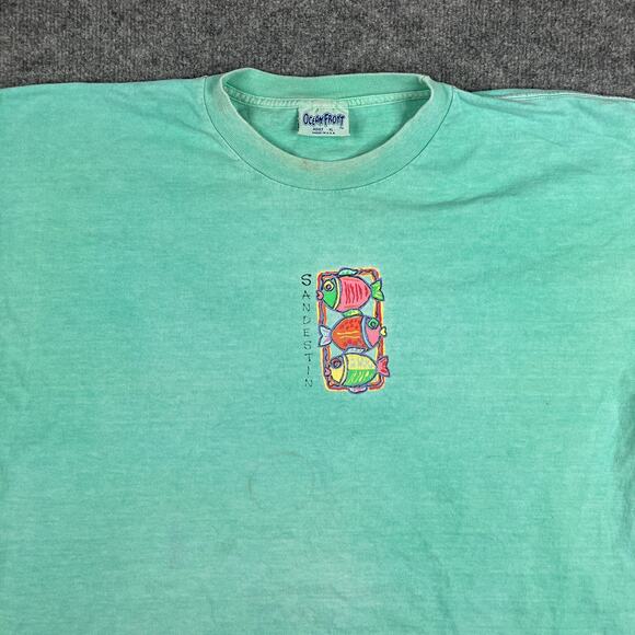 Ocean Front T-Shirt Mens Size XL Aqua Green Charleston Beach Graphic - Picture 1 of 10